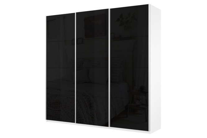 Sliding wardrobe 3-door Cors 210x230 cm, white snow, black facade