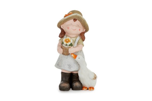Decorative figurine Girl with a goose and flowers 40 cm, Magnesia