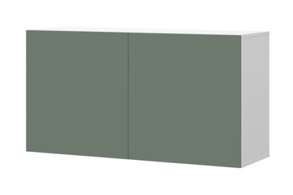 Cabinet Oscar Moon 120x64 with doors, white / olive soft