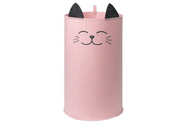 Storage organizer Funny basket cat pink 30x48x30 cm