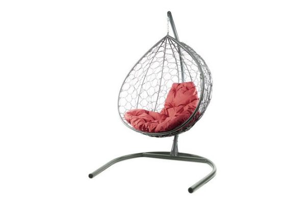 Hanging cocoon chair XL 75x186x118 cm, base and frame color gray, finishing gray