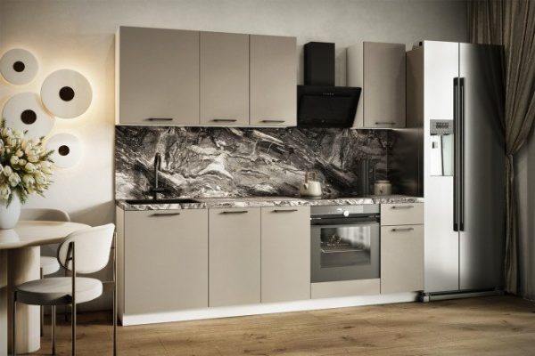 Kitchen set City 240x210x52.6 cm, frame color white, front latte soft