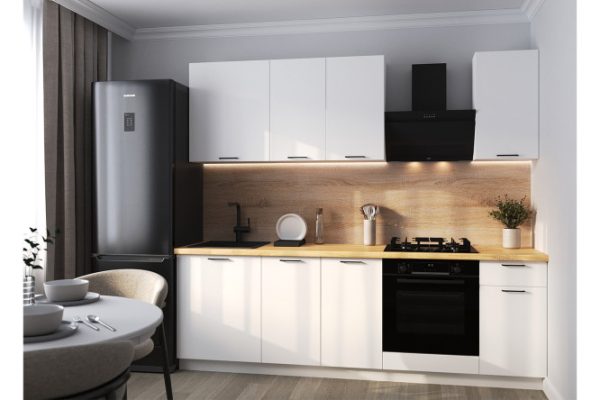Kitchen set Chloe 240x214x60 cm, frame color white, facade white soft