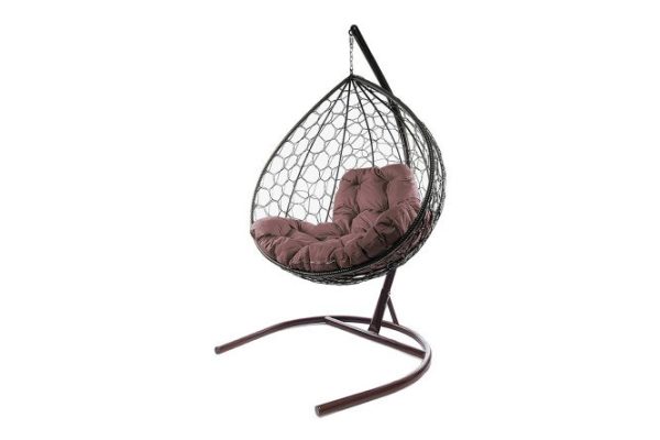 Hanging cocoon chair XL 75x186x118 cm, base and frame color brown, finishing brown