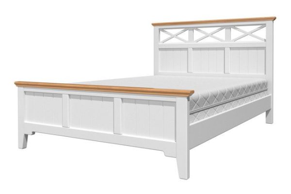 Double bed Grace color white antique, pine 140x200 cm