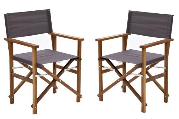 Set of Director chairs frame color natural teak, finishing dark gray