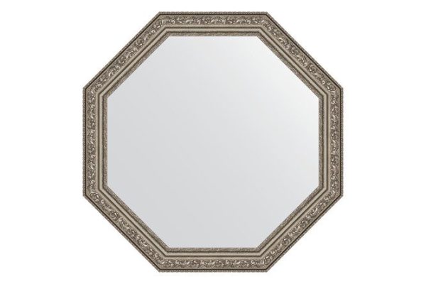 Wall mirror in a baguette frame EVOFORM Octagon BY 3692, vignette aged silver 60.4x60.4 cm