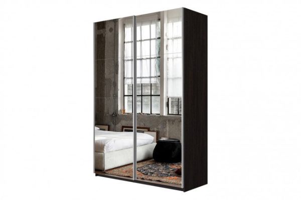 Sliding wardrobe 2-door Cors 140x230 cm, wenge, mirror facade