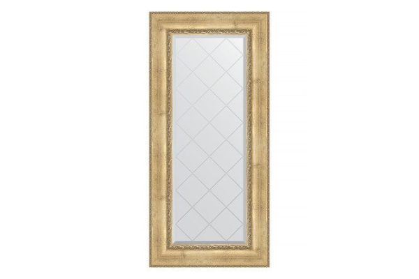 Wall mirror with engraving in a baguette frame EVOFORM antique silver with ornament 82x164 cm