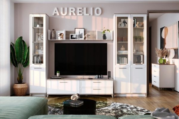 Living room Aurelio white, blackwood satin, set 6