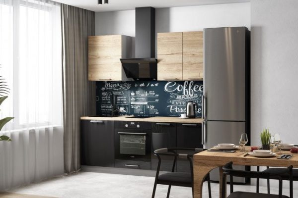 Modular kitchen set Amika 2 m Halifax oak/black graphite