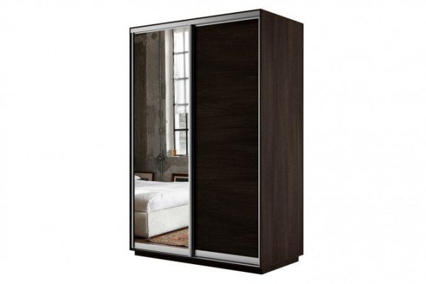 Sliding wardrobe 2-door Slide 160x220x60 cm, wenge, with one mirror