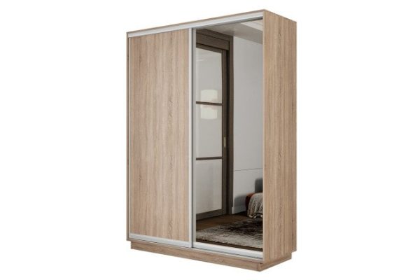 2-door wardrobe Slide-2 160x240x60 cm, Sonoma/silver, with one mirror
