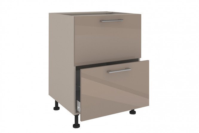 Set of fronts with 2 drawers for Amika cabinet 60x72 cm, glossy stone gray color