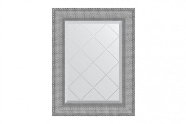 Wall mirror with engraving in a baguette frame EVOFORM BY 4541 silver chain mail 57x74 cm