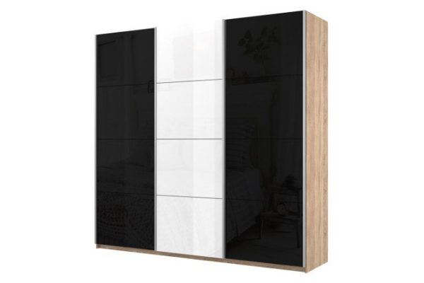 5253c3075e2b70bccb7e58a021984021.jpg 3-door wardrobe Cors 210x230 cm, Sonoma, facade white gloss, black