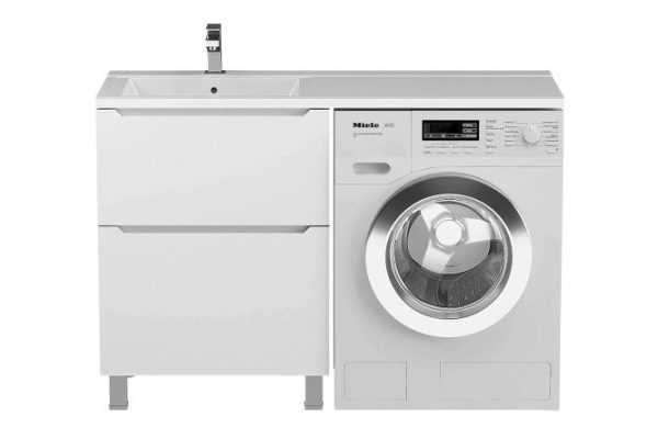 Floor cabinet Tanos 291120333 for washing machine 60 cm, frame color white, facade white