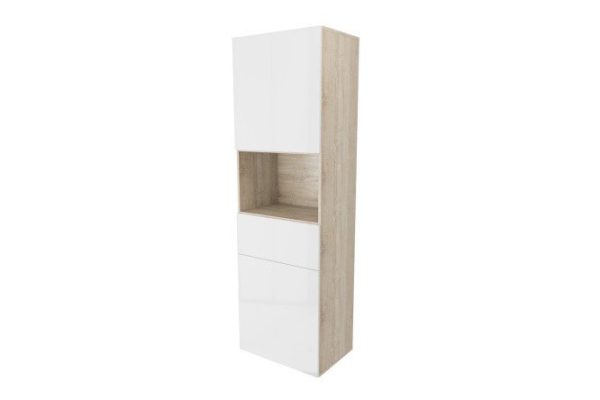 53shu19jge3lwdhy7v0z4d135o9t1qsc.jpg Wardrobe 2 doors, shelf and drawer Oscar Amika 60x192 with push to open, Sonoma oak / white gloss