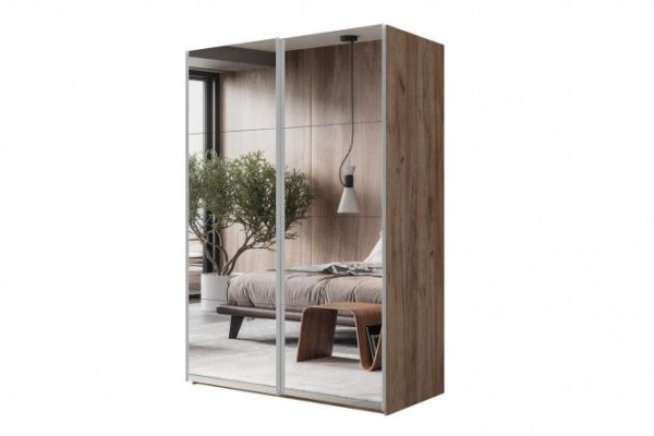 Sliding wardrobe 2-door Comet 200x220 cm kraft oak tobacco, mirror fronts