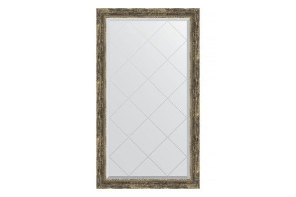 Wall mirror with engraving in a baguette frame EVOFORM BY 4221 old wood with weaving 73x128 cm
