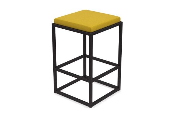 Bar stool Horeca Verm 40x75x40 cm, upholstery yellow, legs black