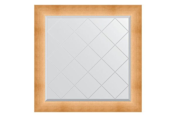 Wall mirror with engraving in a baguette frame EVOFORM Etched gold 106x106 cm