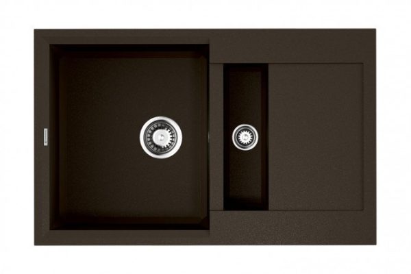 Inset sink with drainer OMOIKIRI Sakaime 78-2-DC 4993198, dark chocolate 78x50x22 cm