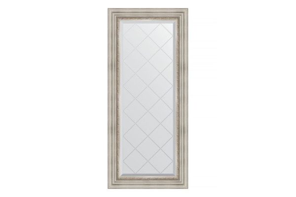 Wall mirror with engraving in a baguette frame EVOFORM Roman silver 56x126 cm