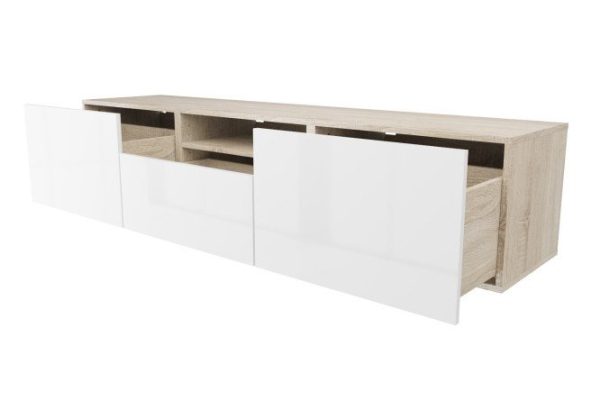 Cabinet with 3 drawers and 1 shelf Oscar Amika 180x38 with closers, Sonoma oak / white gloss