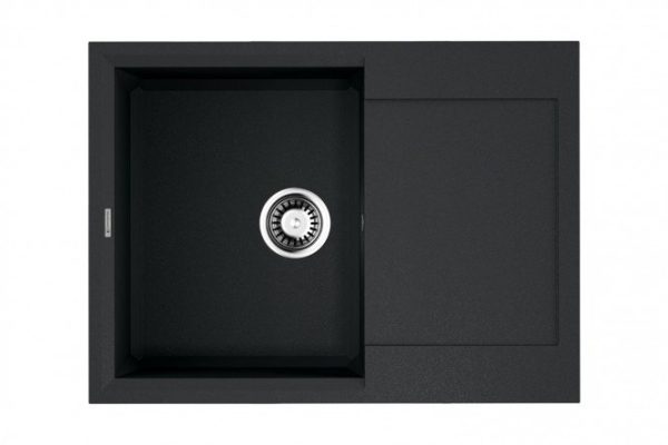 Inset sink with drainer OMOIKIRI Sakaime 68-BL 4993108, black 68x50x19 cm