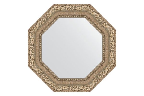 Wall mirror in a baguette frame EVOFORM Octagon BY 3775, antique silver vignette 55.4x55.4 cm