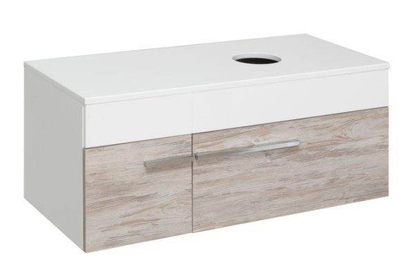 Hanging cabinet RUNO Woodline 00-00001011 100 cm, frame color white, facade white, Scandinavian oak