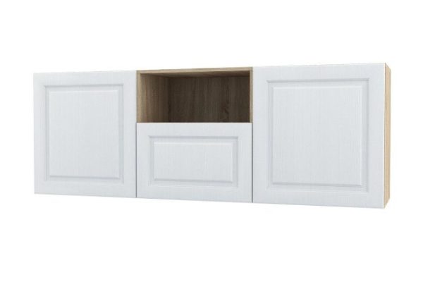 Cabinet 2 doors, drawer and shelf Oscar Bella 180x64 cm with push-to-open, Sonoma/white wood
