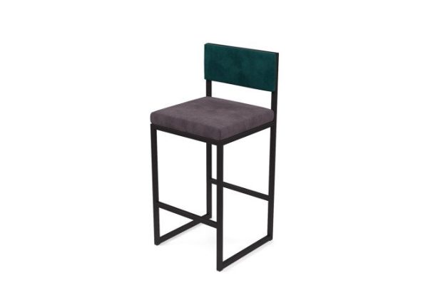 Bar stool Horeca Barnes 40x90x40 cm, upholstery color gray, dark green, legs black