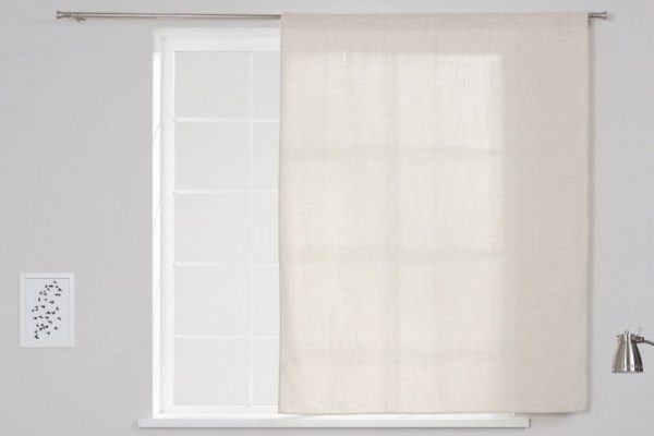 Kitchen curtain with ribbon MICASA Tina 140x180 cm, 1 piece, beige color
