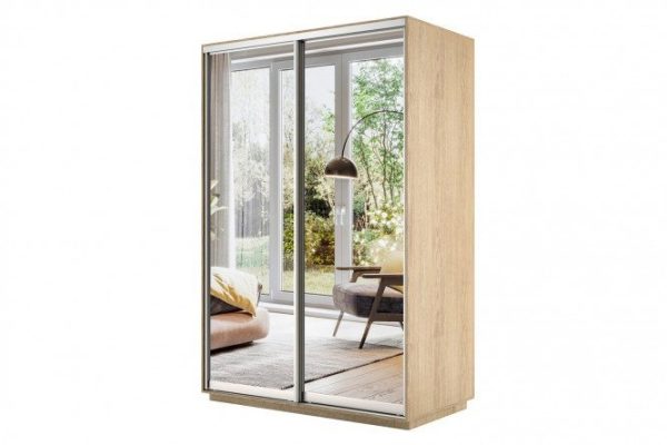 Wardrobe 2-door Slide 120x220x60 cm, Sonoma, with two mirrors