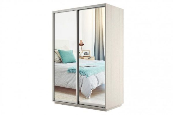 Sliding wardrobe 2-door Slide 140x220x60 cm, light Shimo ash, with two mirrors