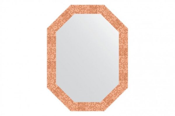 Wall mirror in a baguette frame EVOFORM Polygon BY 7095, copper honeycomb 62x82 cm