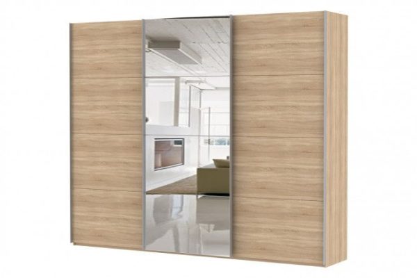 3-door wardrobe Comet 240x240 cm Bardolino oak, Bardolino oak fronts, mirror