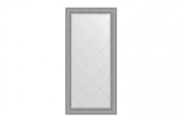 Wall mirror with engraving in a baguette frame EVOFORM BY 4547 silver chain mail 77x159 cm