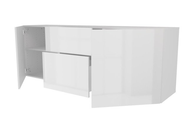 Cabinet 2 doors and 2 drawers Oscar Amika 180x64 with push to open, white / white gloss