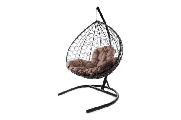 Hanging cocoon chair XL 75x186x118 cm, base and frame color black, finishing black