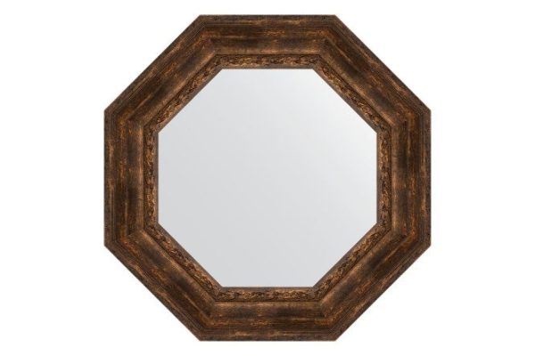 Wall mirror in a baguette frame EVOFORM Octagon BY 3863, aged wood with ornaments 72.6x72.6 cm