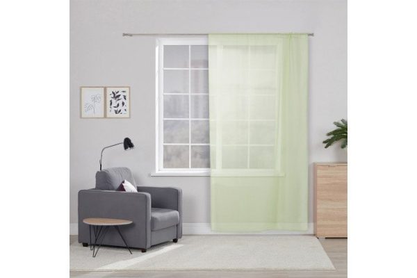 Tulle with ribbon MITTE Emma 140x260 cm, 1 piece, green