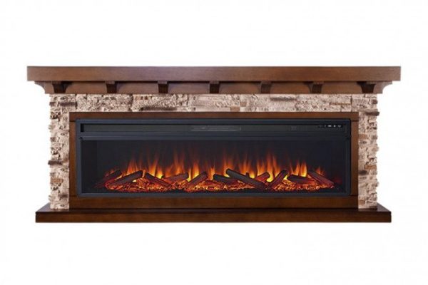 5fef32b554ce5aadb86f7de72a611cd1.jpg Fireplace set Royal Flame Chalet 60 with hearth Vision 60 LOG LED dark oak