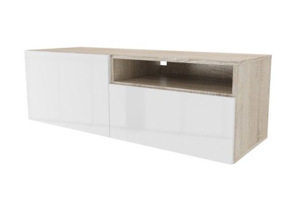 Cabinet with 2 drawers and shelf Oscar Amika 120x38 with closers, Sonoma oak / white gloss