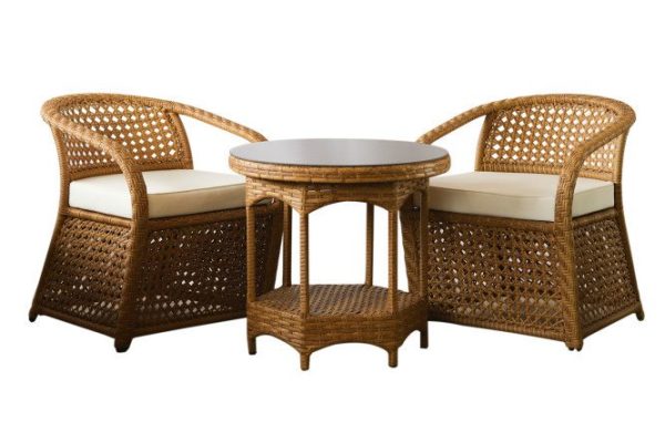 Furniture set Rimini frame color yellow, table tops transparent