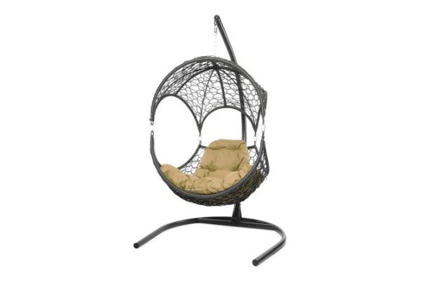 Hanging chair Walnut 113x180x110 cm, base and frame color white, finishing white