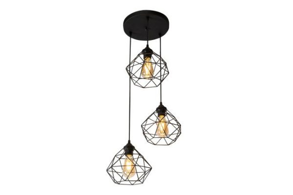 Chandelier VITALUCE Tara black trio 9 sq.m., 44x116x44 cm, E27