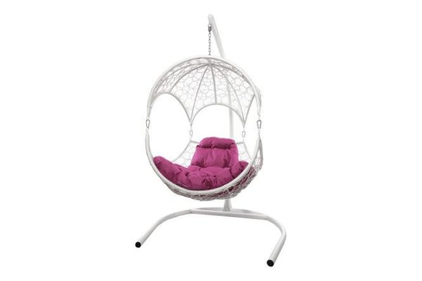 Hanging chair Walnut 113x180x110 cm, base and frame color white, finishing white
